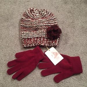 Jessica Simpson knit hat with matching gloves